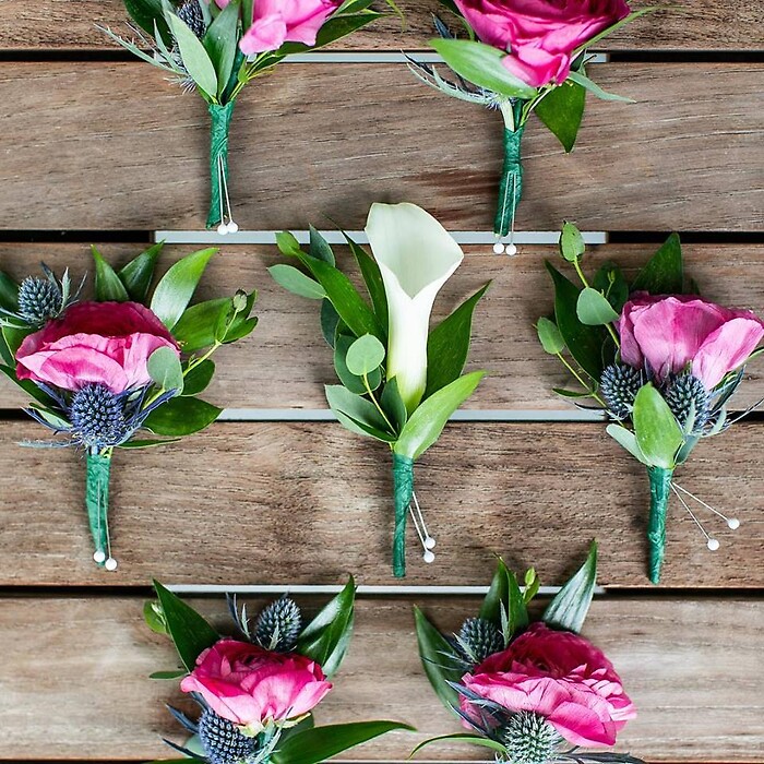 Mini Calla &amp; Ranunculus Boutonnieres
