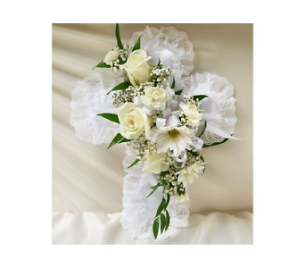 White Satin Cross Casket Pillow