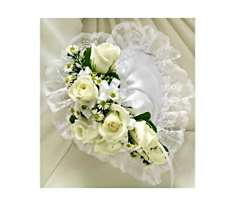 White Satin Heart Casket Pillow